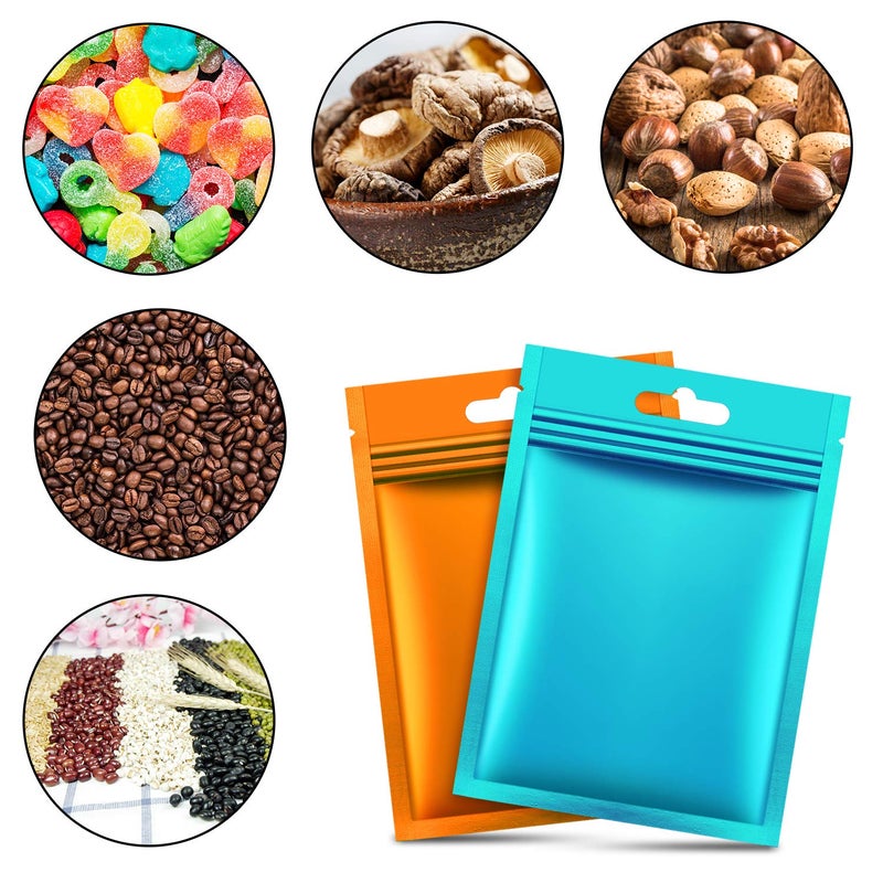 Hestya 200 Pieces Film Resealable Bags Polyester Odor Proof Bags Aluminum Foil Food Storage Metallic Flat Zipper Sealable Pouch for Small Business Candy Sample Packaging(7 x 10 cm,Multicolor) - Image 4